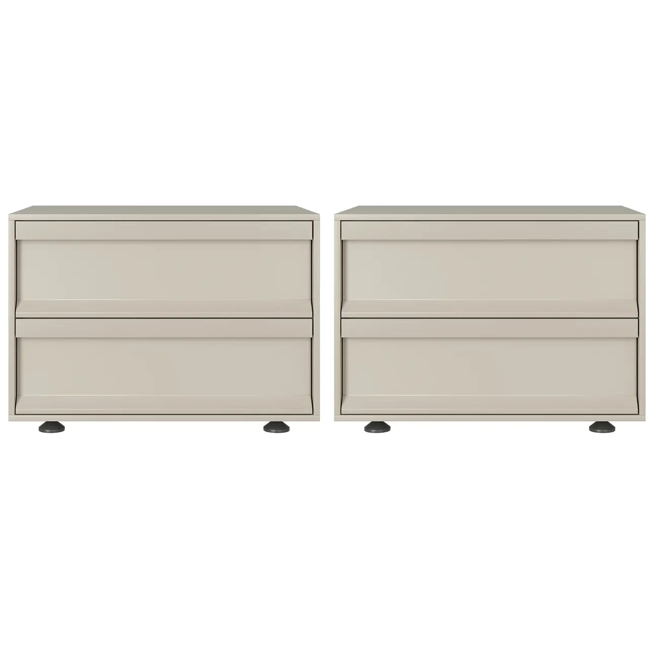 Contemporary Wooden Neat Line Olive Green 2 Drawer Nightstand