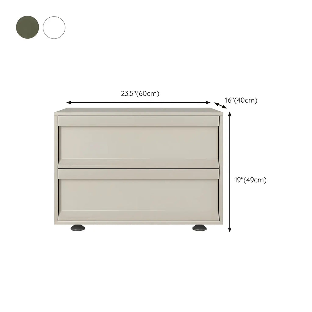 Contemporary Wooden Neat Line Olive Green 2 Drawer Nightstand