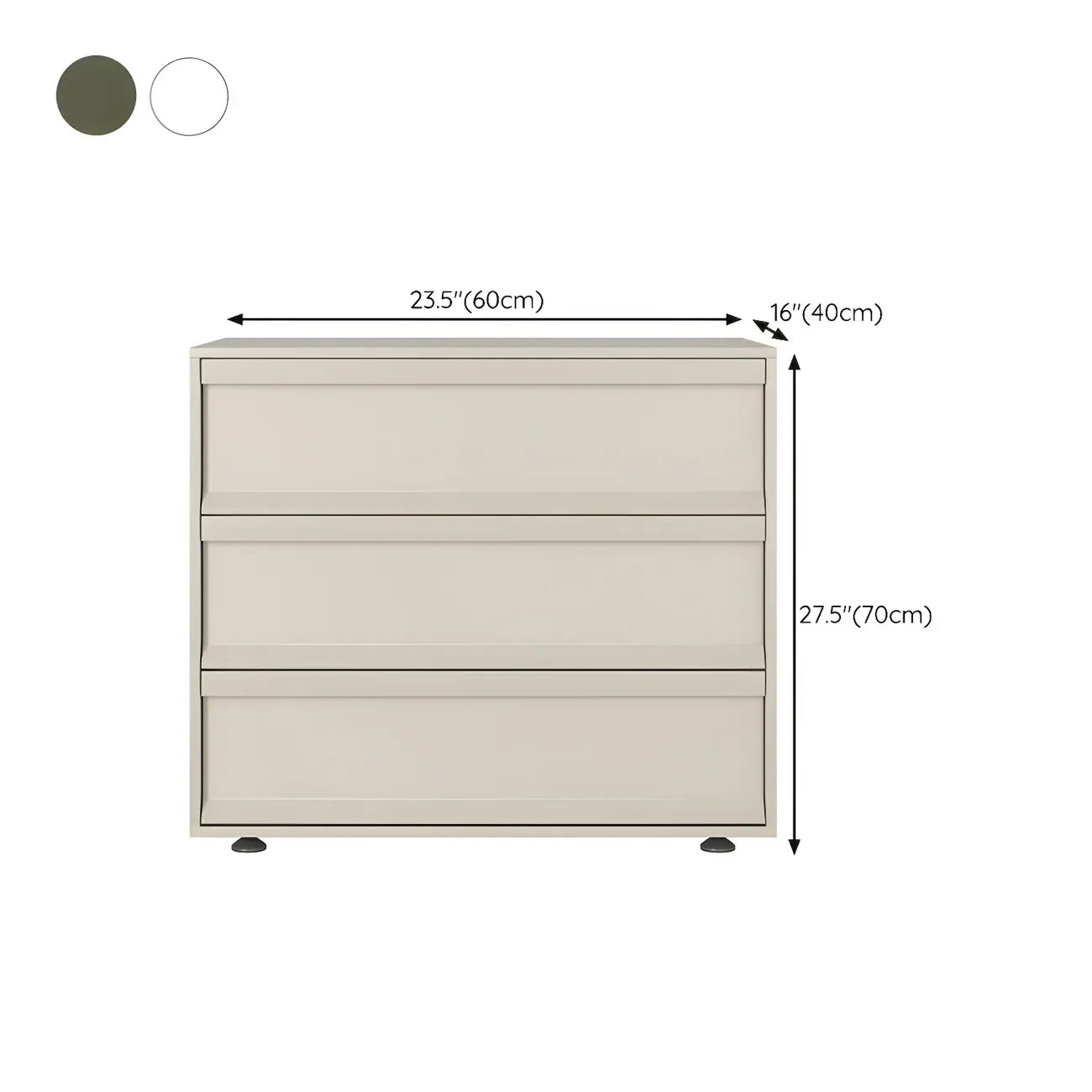 Contemporary Wooden Neat Line Olive Green 2 Drawer Nightstand