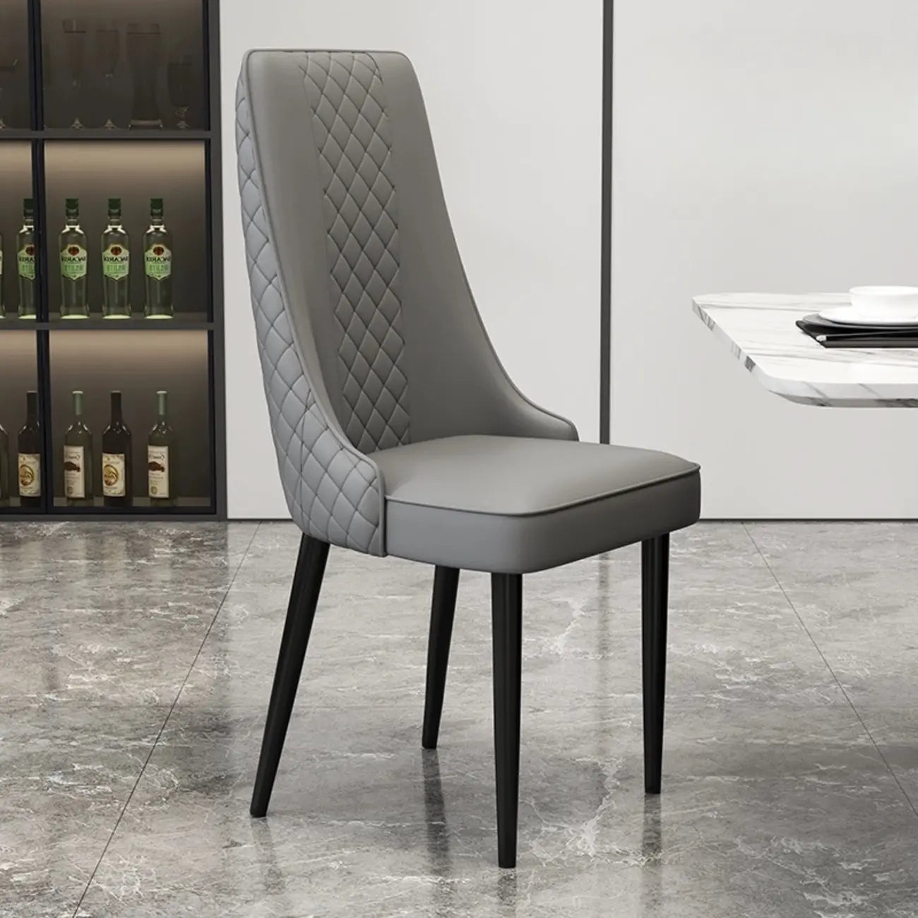 Modern Leather Full Back Upholstered Dining Chair