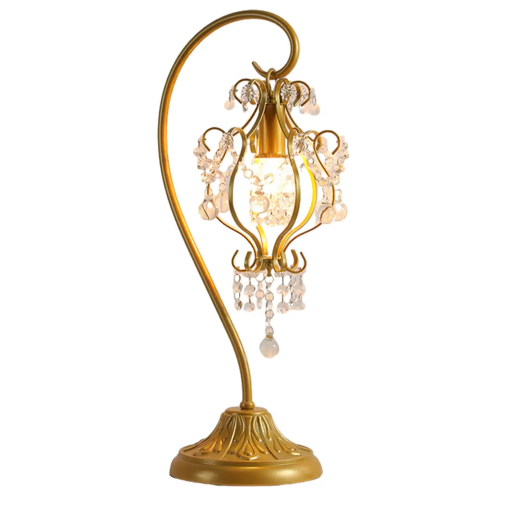 Geometric Gold LED Crystal Table Lamp for Bedroom Decor
