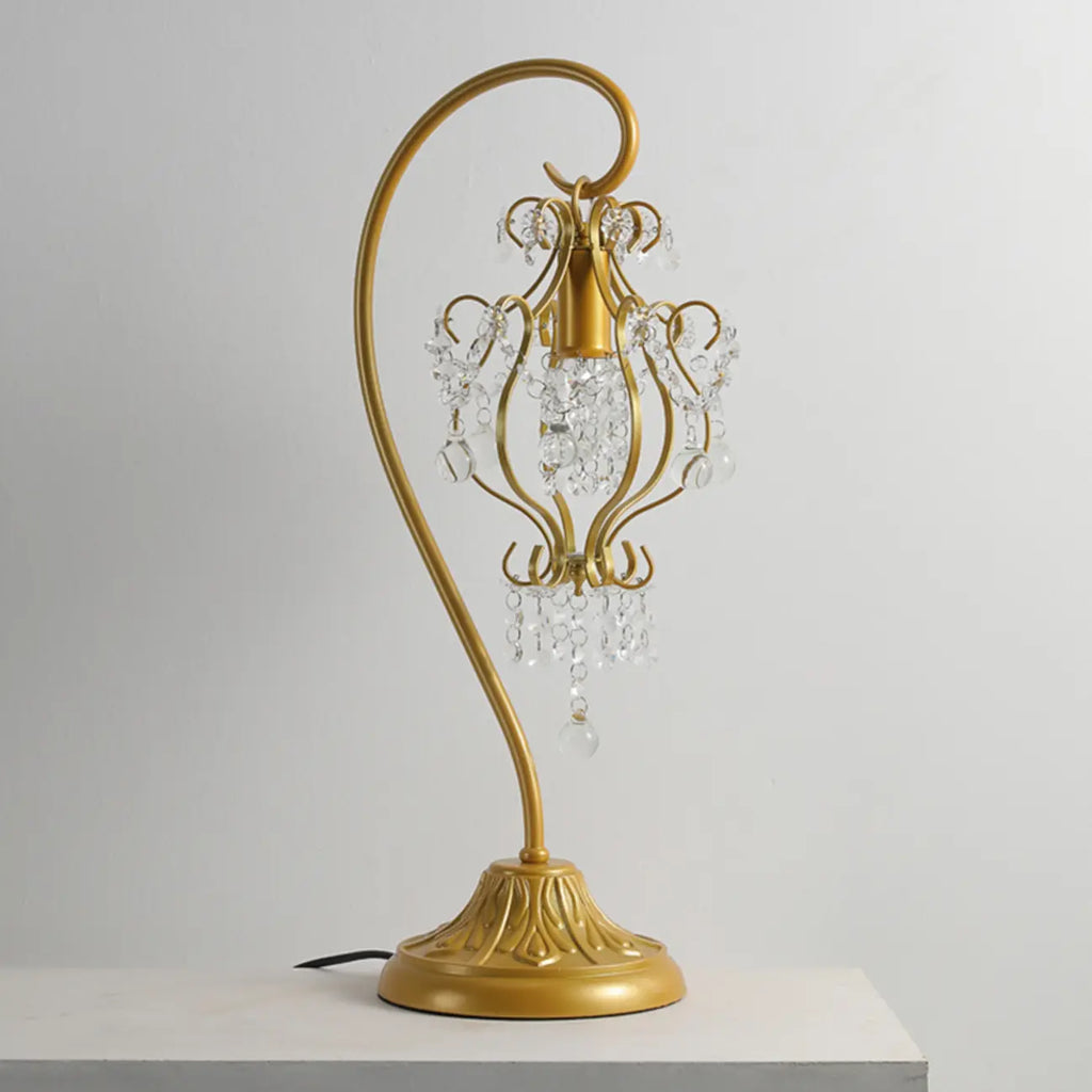 Geometric Gold LED Crystal Table Lamp for Bedroom Decor