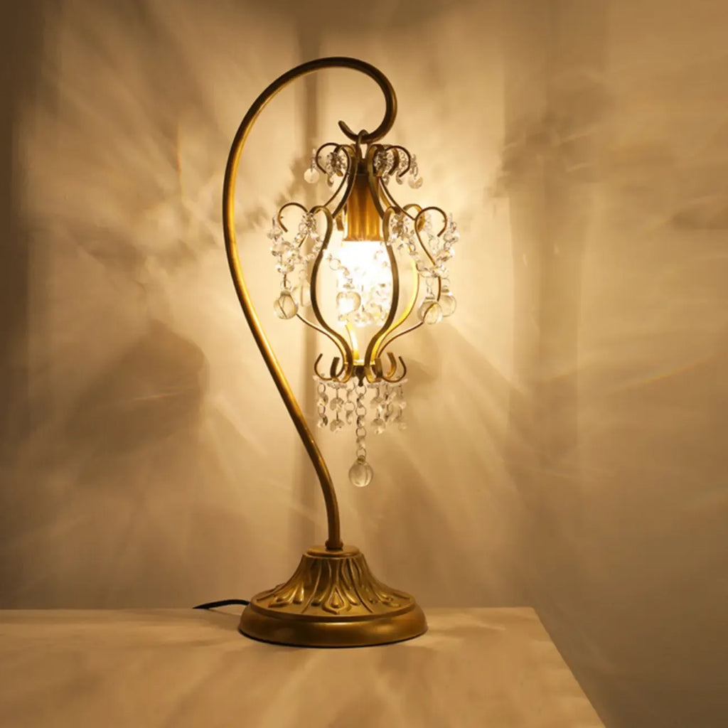 Geometric Gold LED Crystal Table Lamp for Bedroom Decor