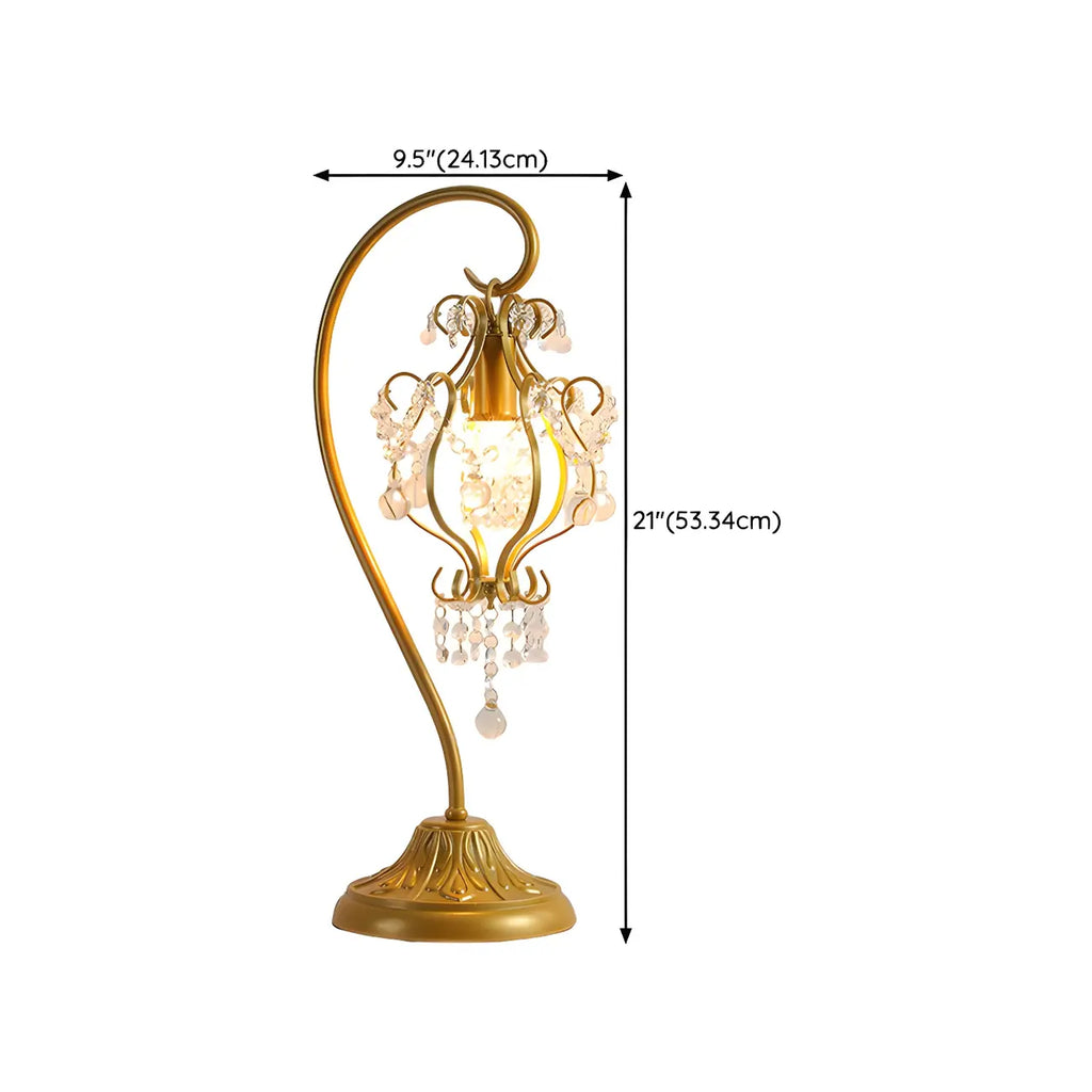 Geometric Gold LED Crystal Table Lamp for Bedroom Decor