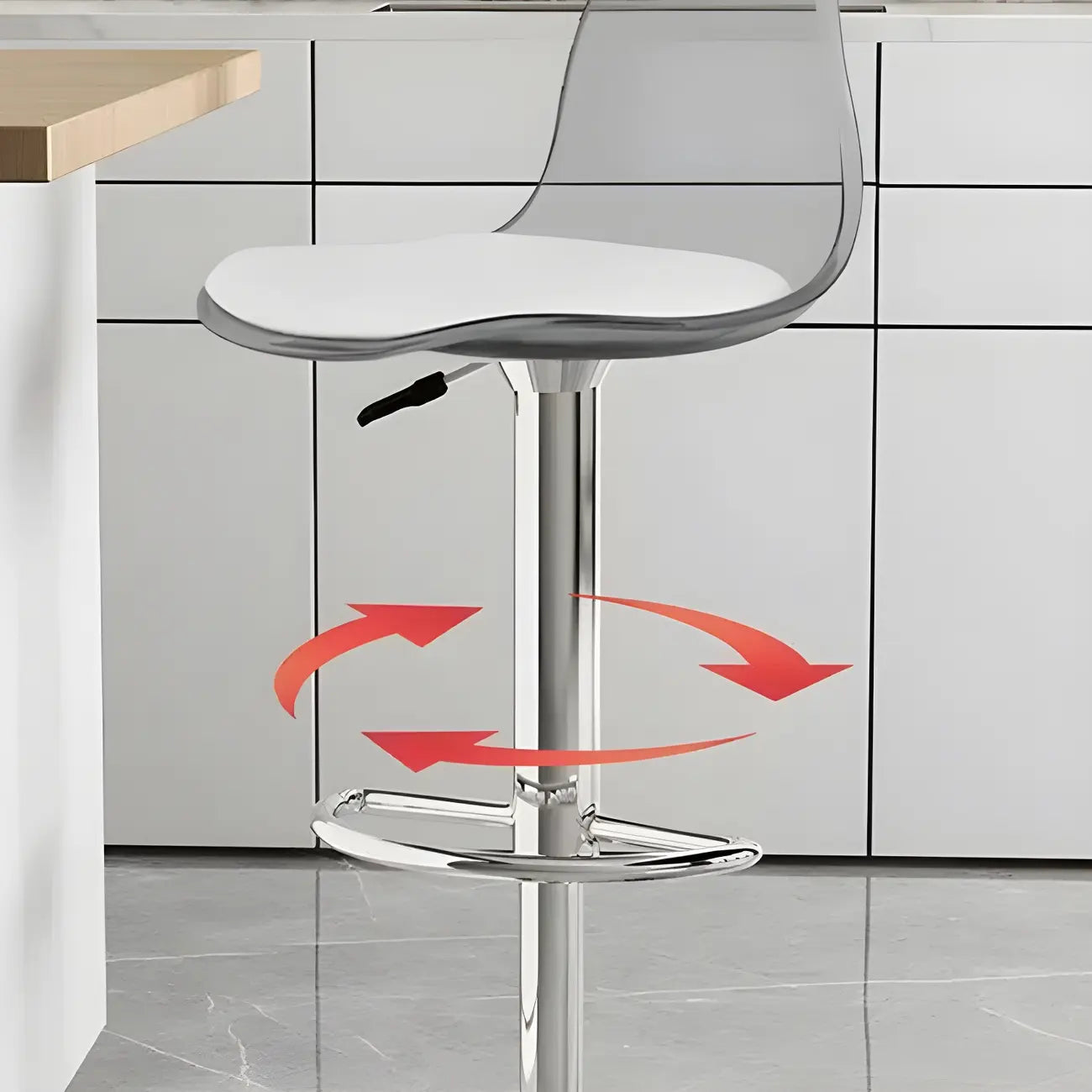 Modern Swivel Cushioned Acrylic Bar Stools with Backs