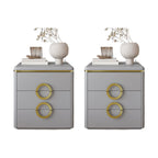Elegant Faux Leather Metal Accent 3 Drawers Nightstand