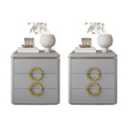 Elegant Faux Leather Metal Accent 3 Drawers Nightstand