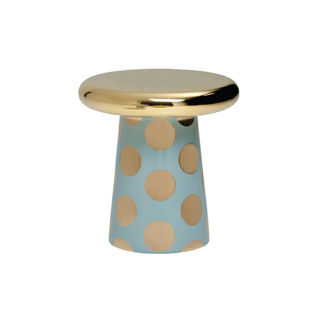 Glam Ceramic Rose Gold Round Side Table with Storage