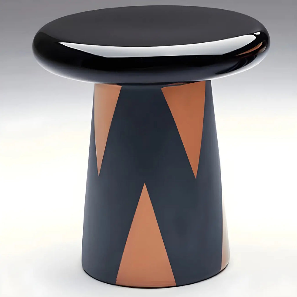 Glam Ceramic Rose Gold Round Side Table with Storage