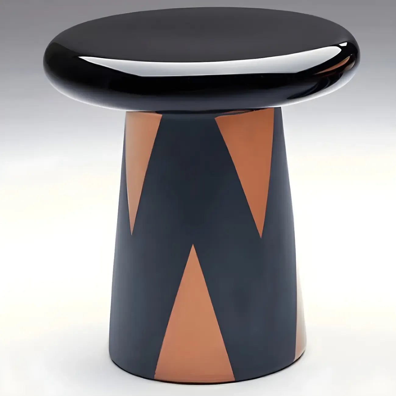Glam Ceramic Rose Gold Round Side Table with Storage