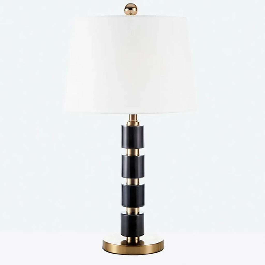 Elegant White Noble Stone Fabric Task Table Lamp