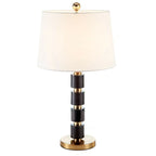 Elegant White Noble Stone Fabric Task Table Lamp