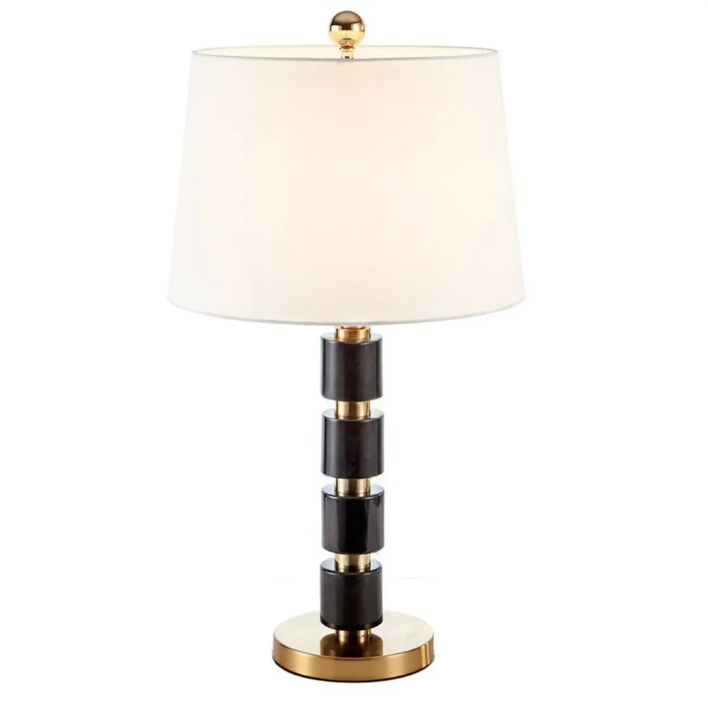 Elegant White Noble Stone Fabric Task Table Lamp