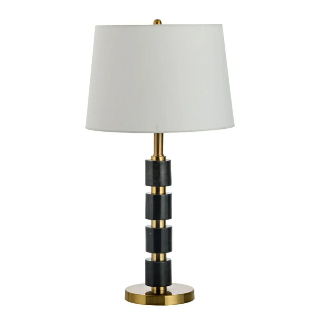 Elegant White Noble Stone Fabric Task Table Lamp