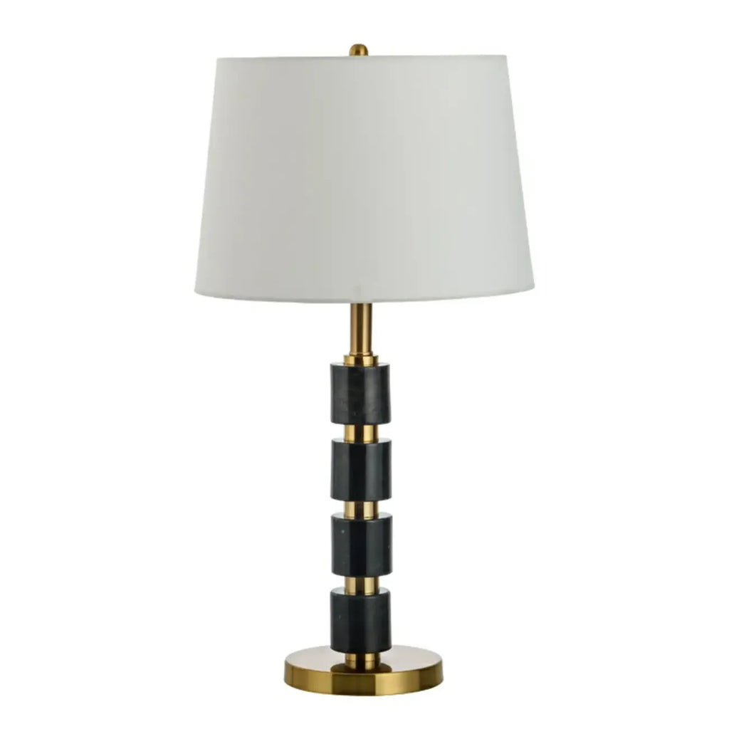 Elegant White Noble Stone Fabric Task Table Lamp