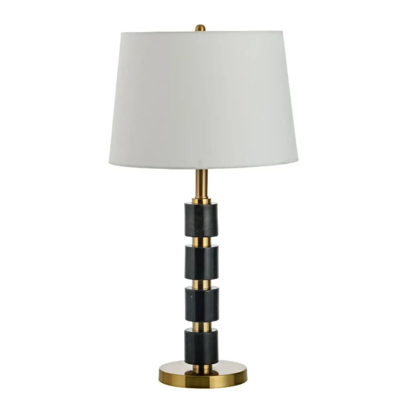 Elegant White Noble Stone Fabric Task Table Lamp