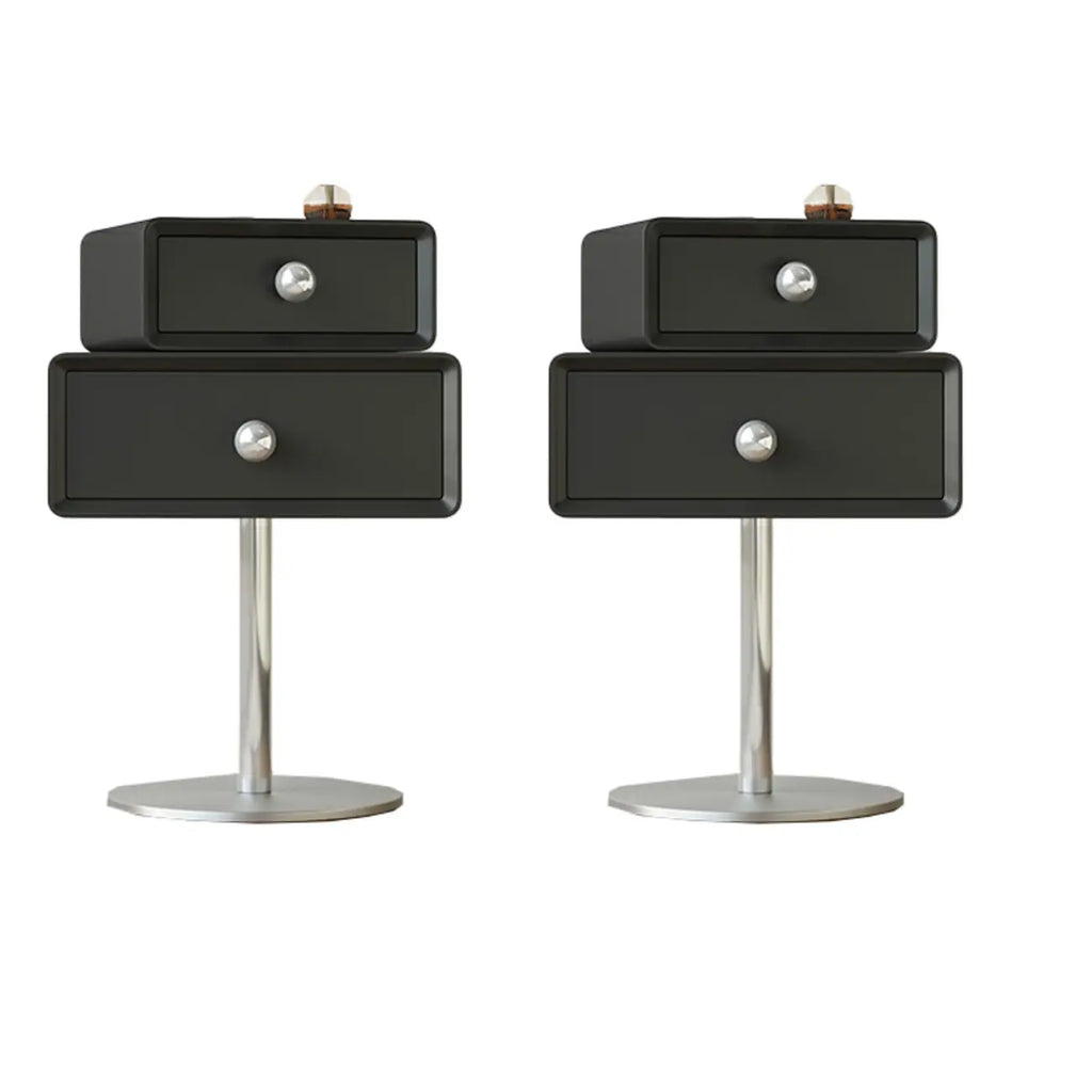 Modern Metal Wood Rotatable 2-Drawer Nightstand