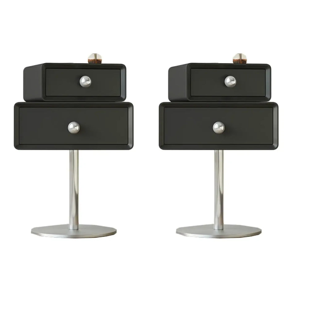 Modern Metal Wood Rotatable 2-Drawer Nightstand