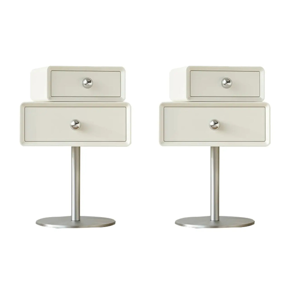 Modern Metal Wood Rotatable 2-Drawer Nightstand