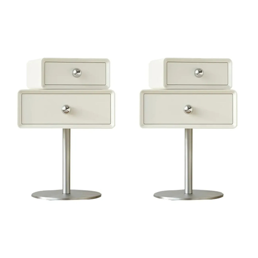 Modern Metal Wood Rotatable 2-Drawer Nightstand