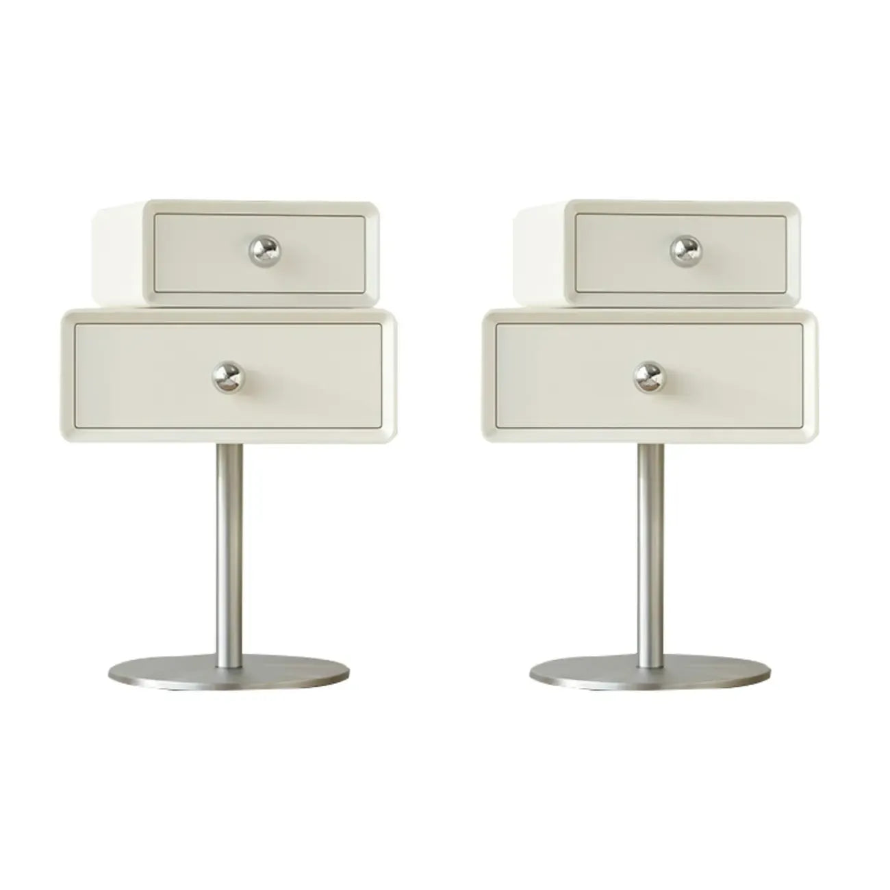 Modern Metal Wood Rotatable 2-Drawer Nightstand