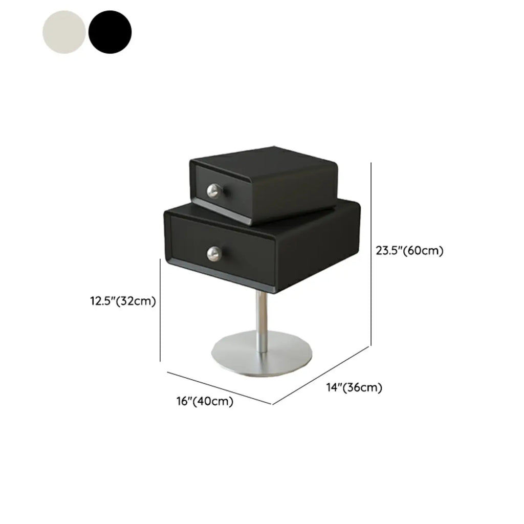 Modern Metal Wood Rotatable 2-Drawer Nightstand