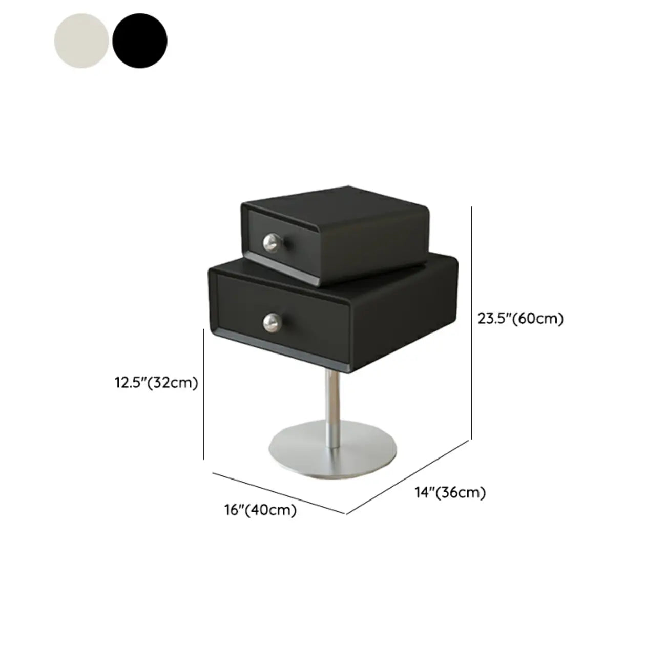 Modern Metal Wood Rotatable 2-Drawer Nightstand