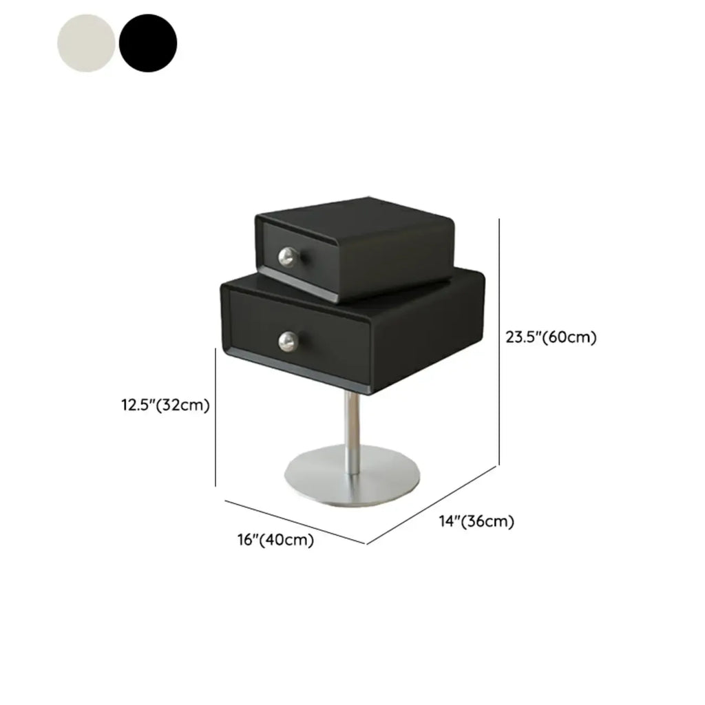 Modern Metal Wood Rotatable 2-Drawer Nightstand