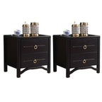 Bedroom Black Wooden 2-Drawer Narrow Nightstand