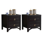 Bedroom Black Wooden 2-Drawer Narrow Nightstand