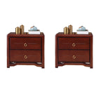 Bedroom Black Wooden 2-Drawer Narrow Nightstand