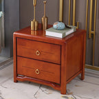Bedroom Black Wooden 2-Drawer Narrow Nightstand