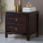 Bedroom Black Wooden 2-Drawer Narrow Nightstand