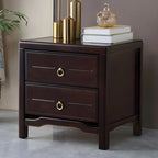 Bedroom Black Wooden 2-Drawer Narrow Nightstand