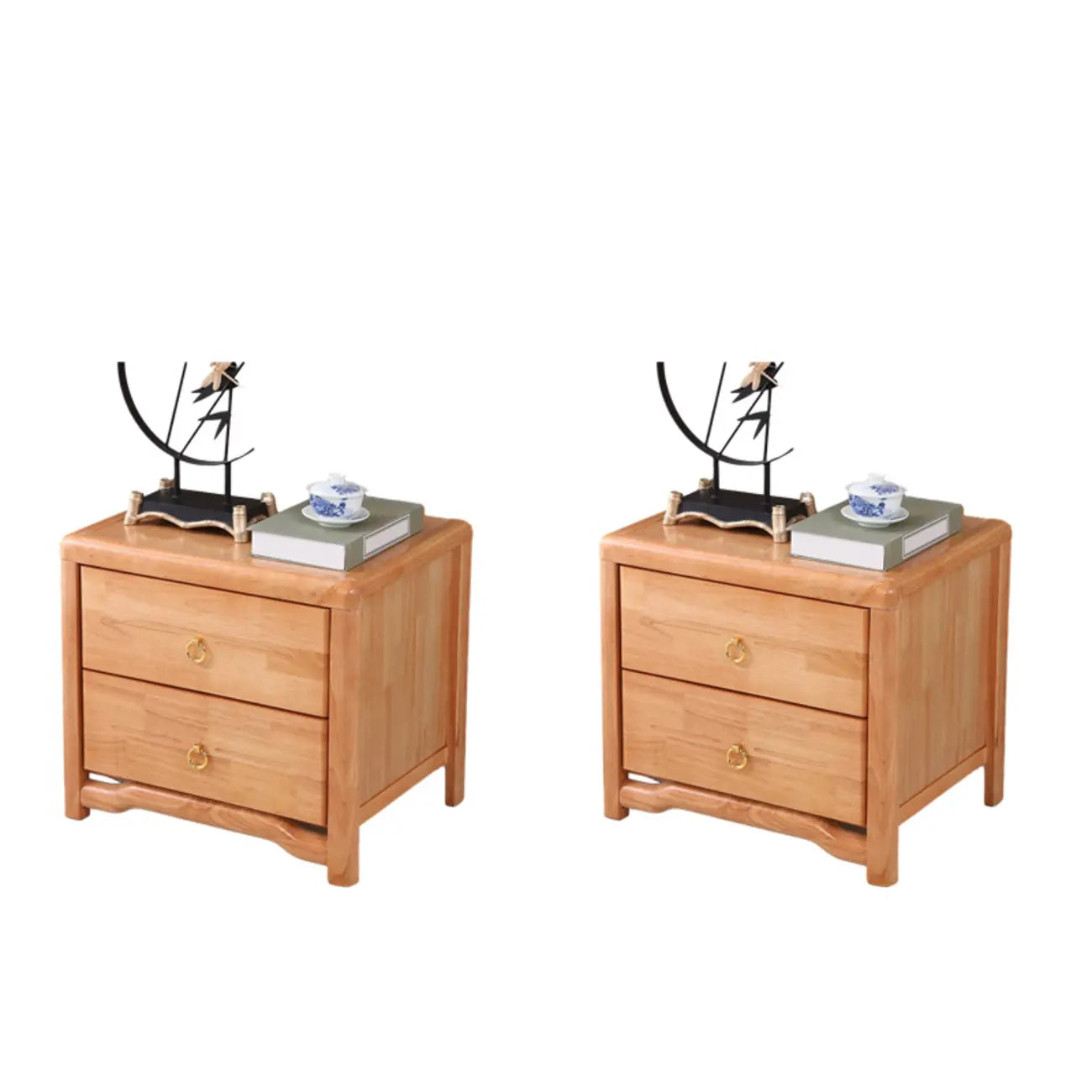 Bedroom Black Wooden 2-Drawer Narrow Nightstand
