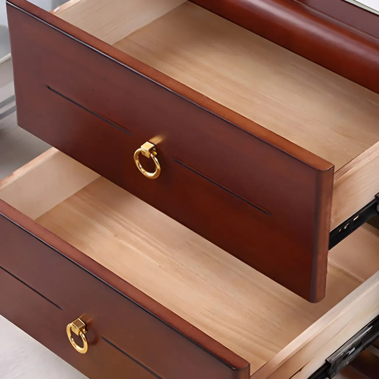 Bedroom Black Wooden 2-Drawer Narrow Nightstand