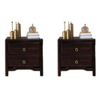 Bedroom Black Wooden 2-Drawer Narrow Nightstand