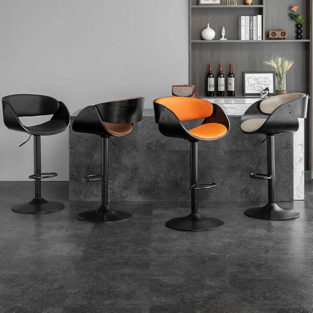 Contemporary Leather Swivel Bar Stools with Arm