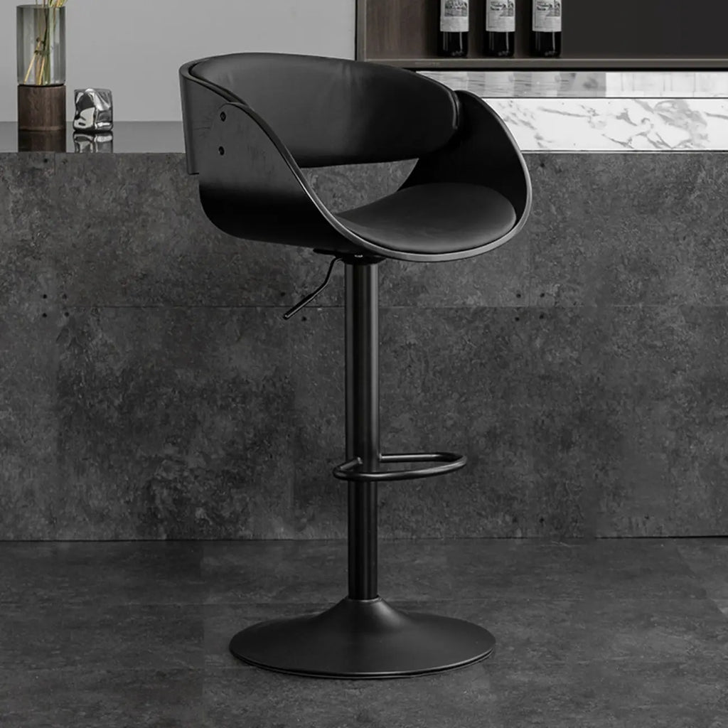 Contemporary Leather Swivel Bar Stools with Arm