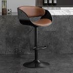 Contemporary Leather Swivel Bar Stools with Arm