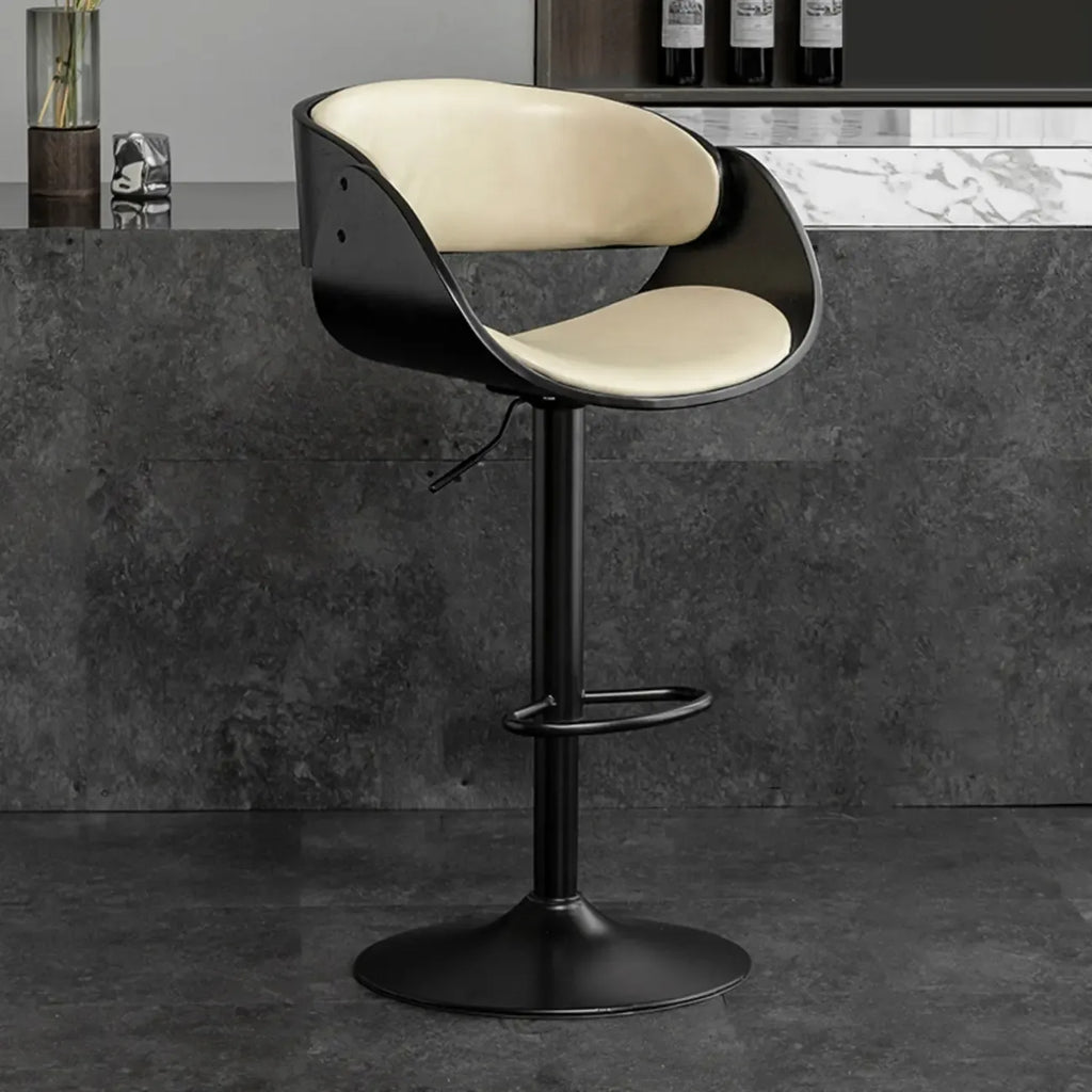 Contemporary Leather Swivel Bar Stools with Arm