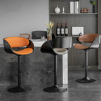 Contemporary Leather Swivel Bar Stools with Arm