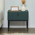 Contemporary Beige Faux Leather 4-Leg Drawer Nightstand