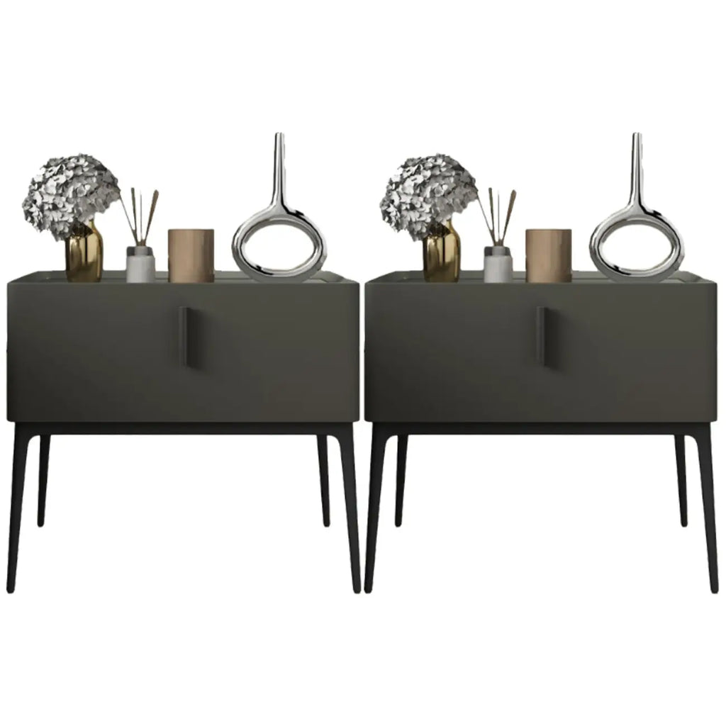 Contemporary Beige Faux Leather 4-Leg Drawer Nightstand
