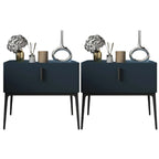 Contemporary Beige Faux Leather 4-Leg Drawer Nightstand