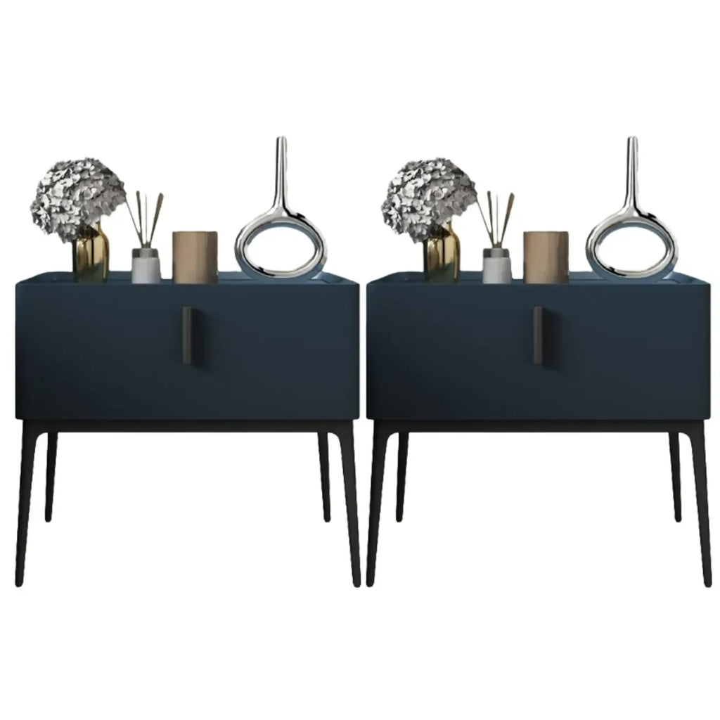 Contemporary Beige Faux Leather 4-Leg Drawer Nightstand