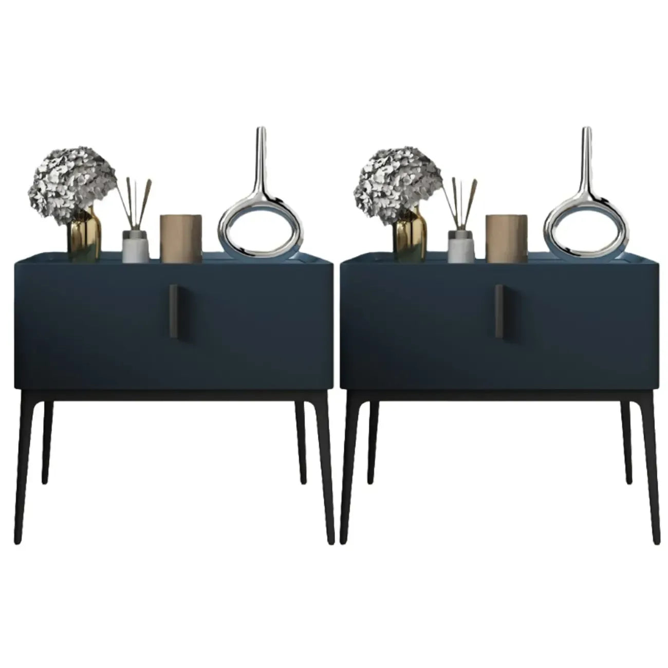 Contemporary Beige Faux Leather 4-Leg Drawer Nightstand