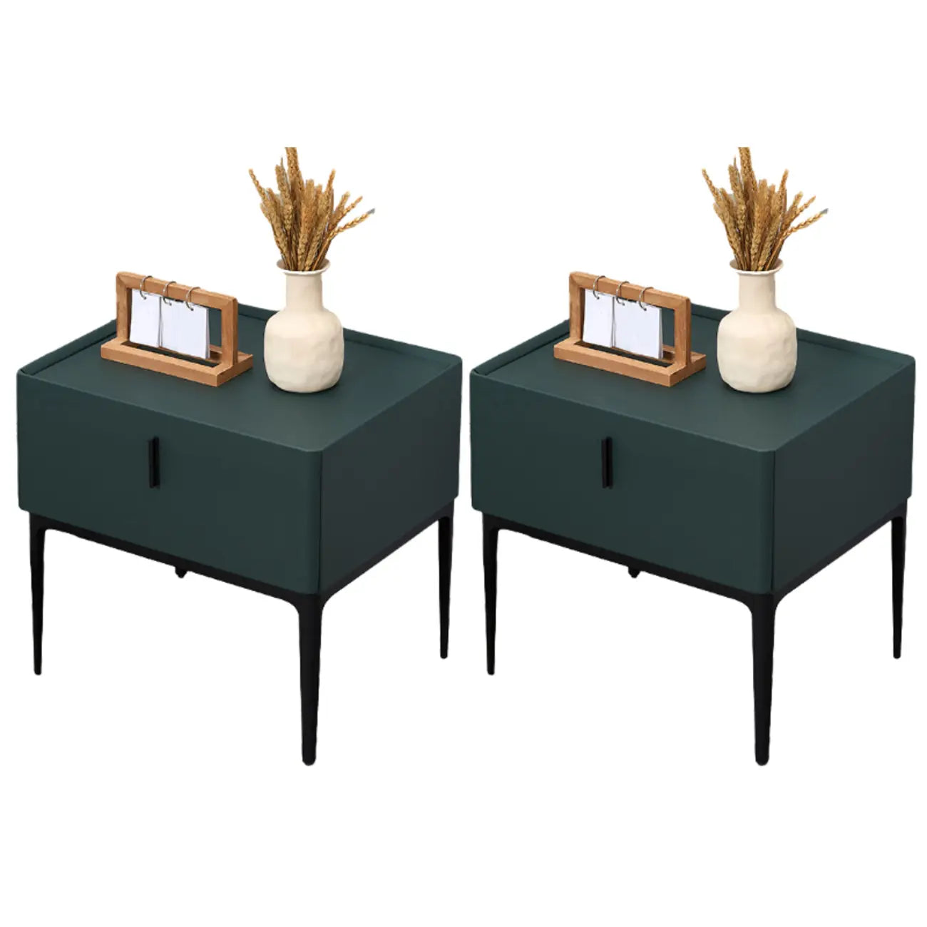 Contemporary Beige Faux Leather 4-Leg Drawer Nightstand