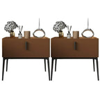 Contemporary Beige Faux Leather 4-Leg Drawer Nightstand