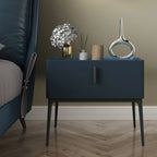 Contemporary Beige Faux Leather 4-Leg Drawer Nightstand